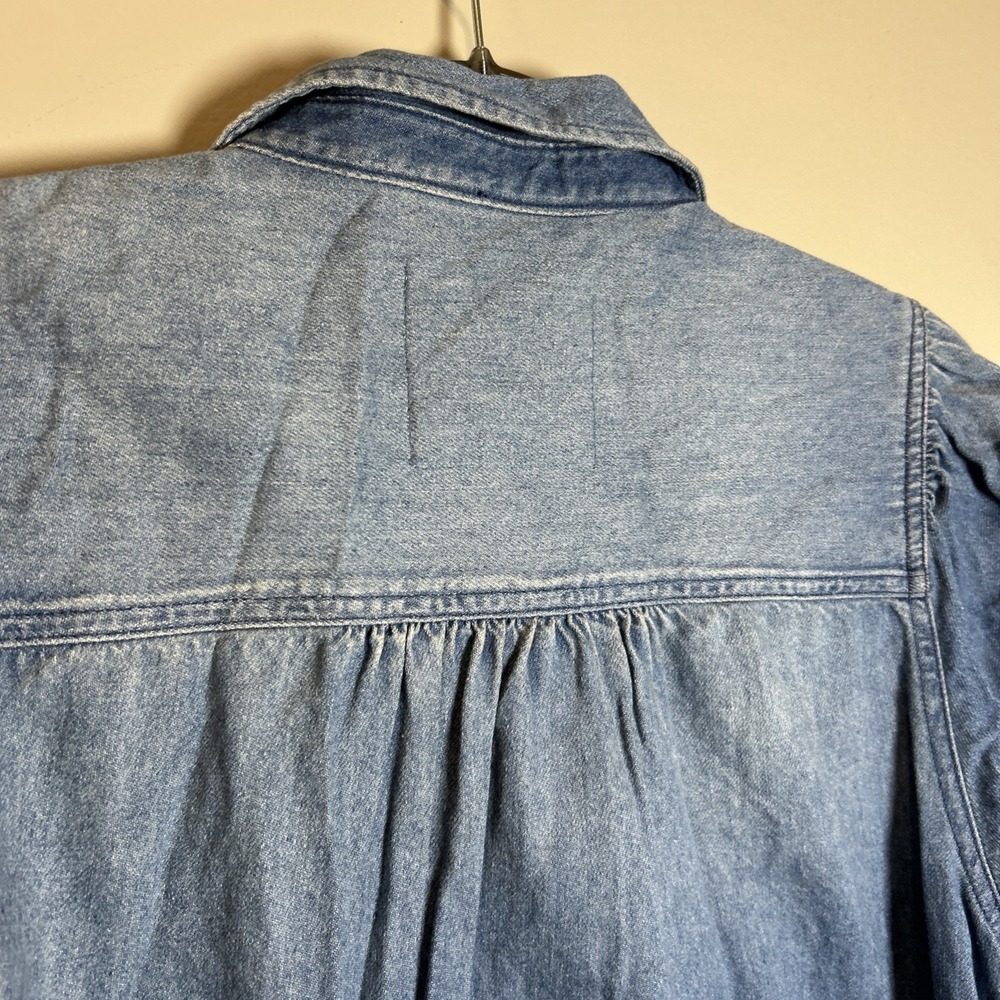 American Eagle Shirt Womens Medium Blue Denim Long Sleeve Button Up Pockets - Picture 12 of 12